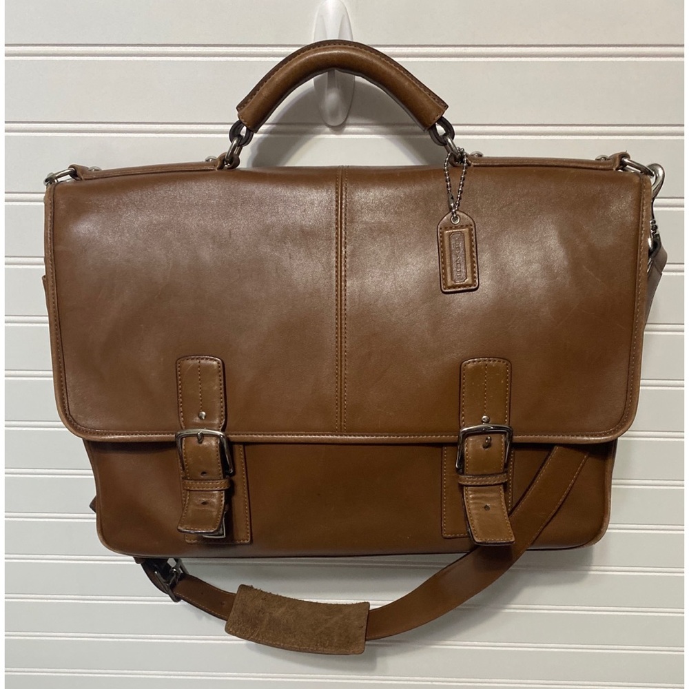 Coach Thompson Vintage British Tan Leather Executive Briefcase Laptop Bag F06455